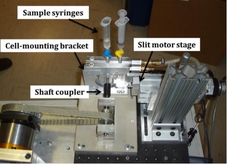 The 1-2 plane shear cell as installed on a SANS beamline